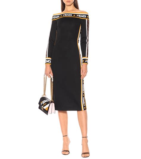 fendi mania logo cotton jersey dress